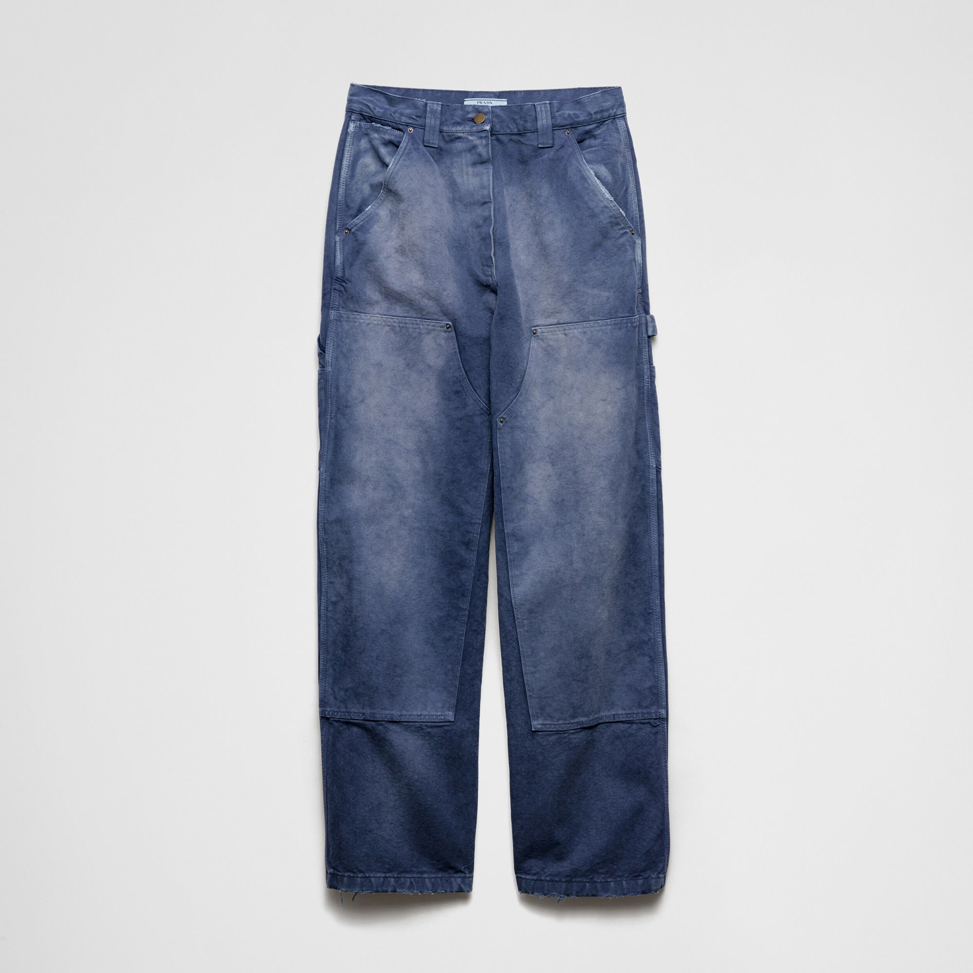 Women's Spring and Autumn Triangle Label Logo Decoration Straight Vintage Jeans Pants #75853