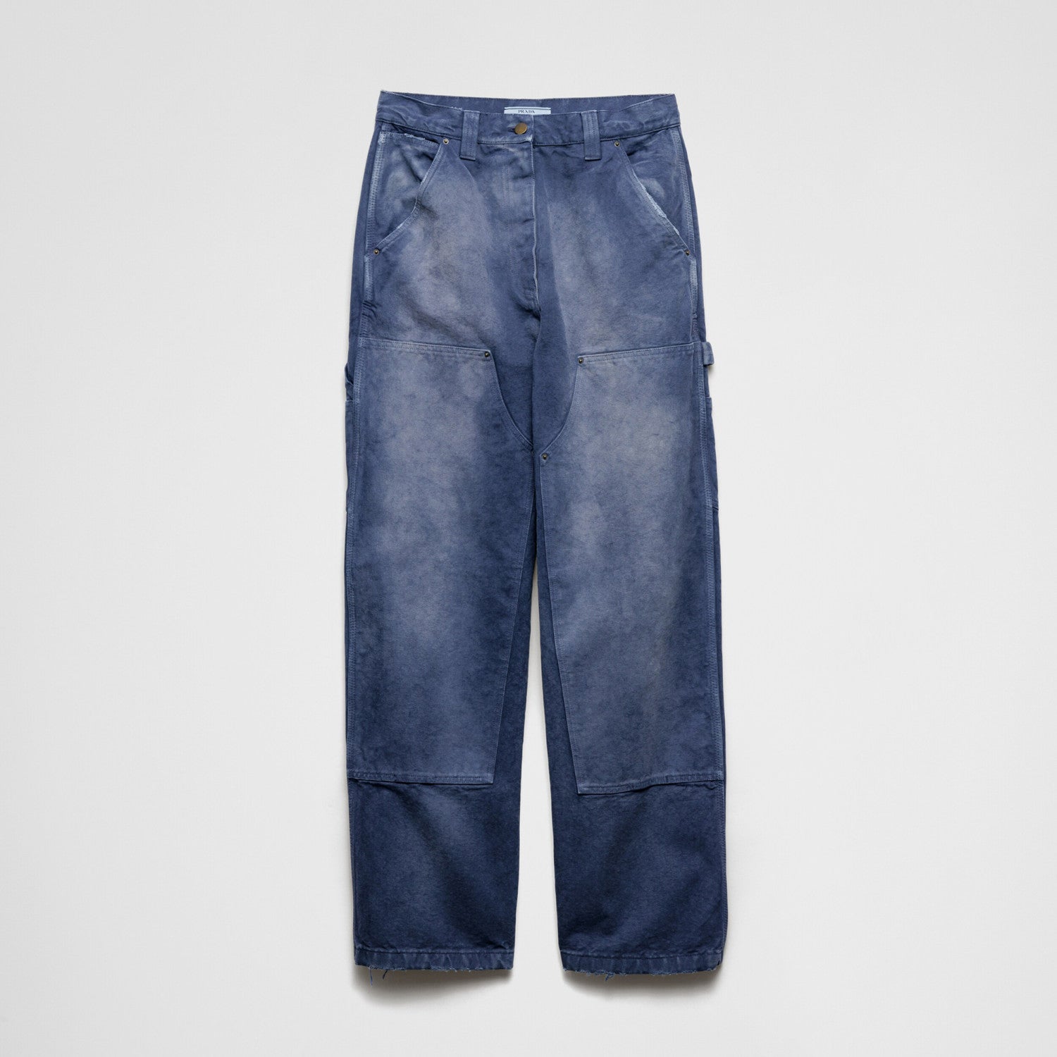 Women's Spring and Autumn Triangle Label Logo Decoration Straight Vintage Jeans Pants #75853