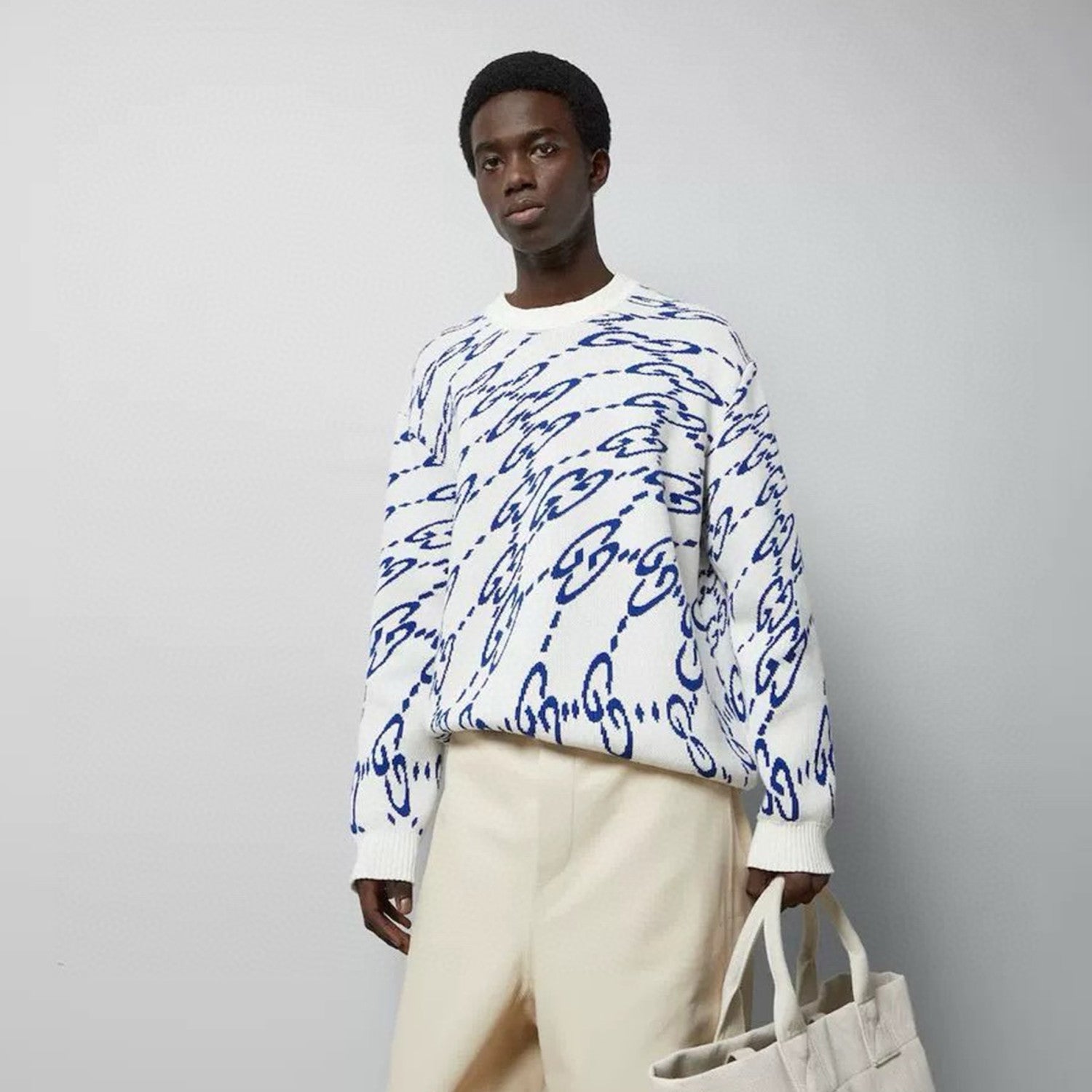 Men's Spring & Autumn Colorblocking Wavy Letter Logo Round Neck Long Sleeve Pullover Knit Sweater #98523