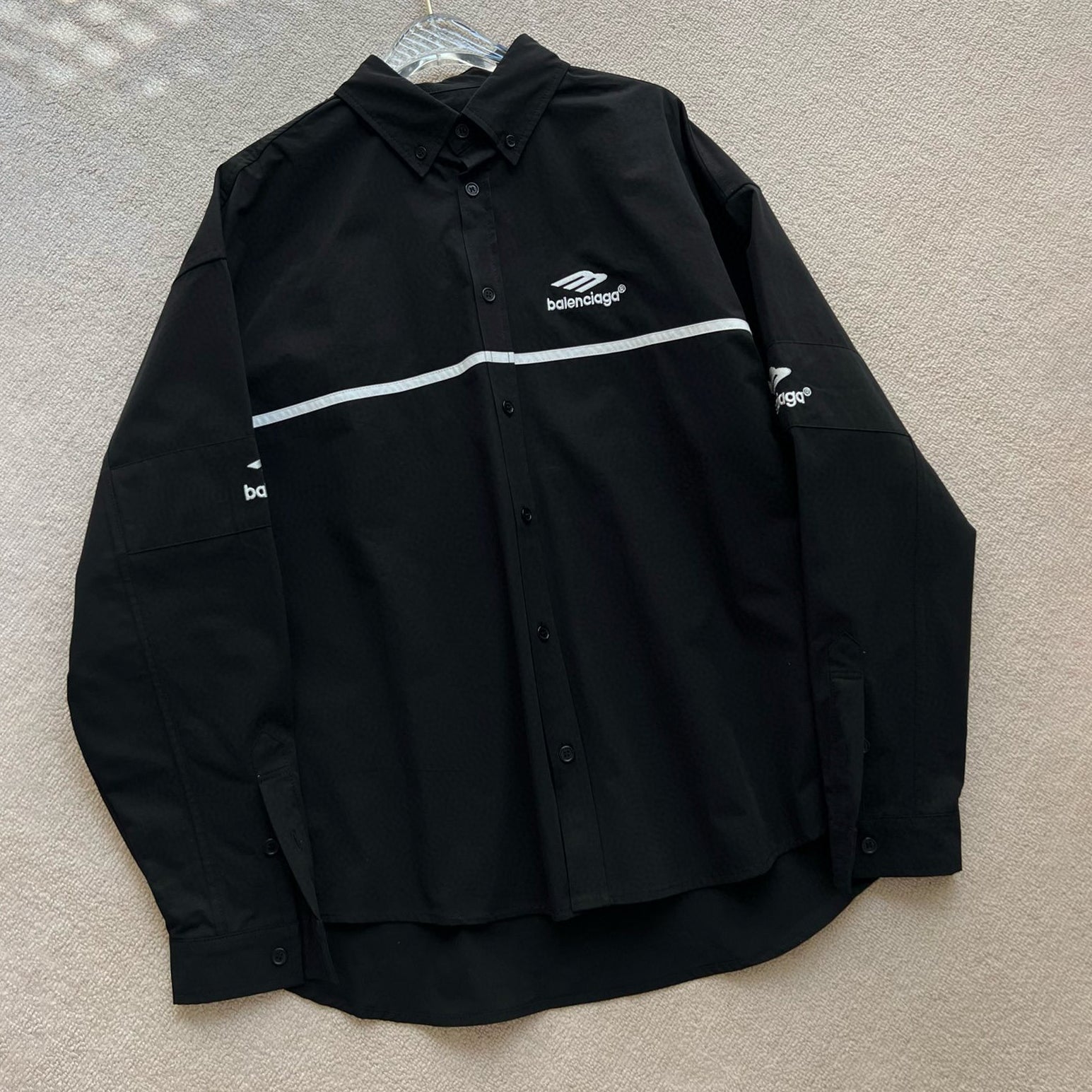 Men's 3B Sports Icon Tracksuit Shirt Oversized Summer Solid Colour Cotton Single Breasted Long Sleeve Shirt #97865