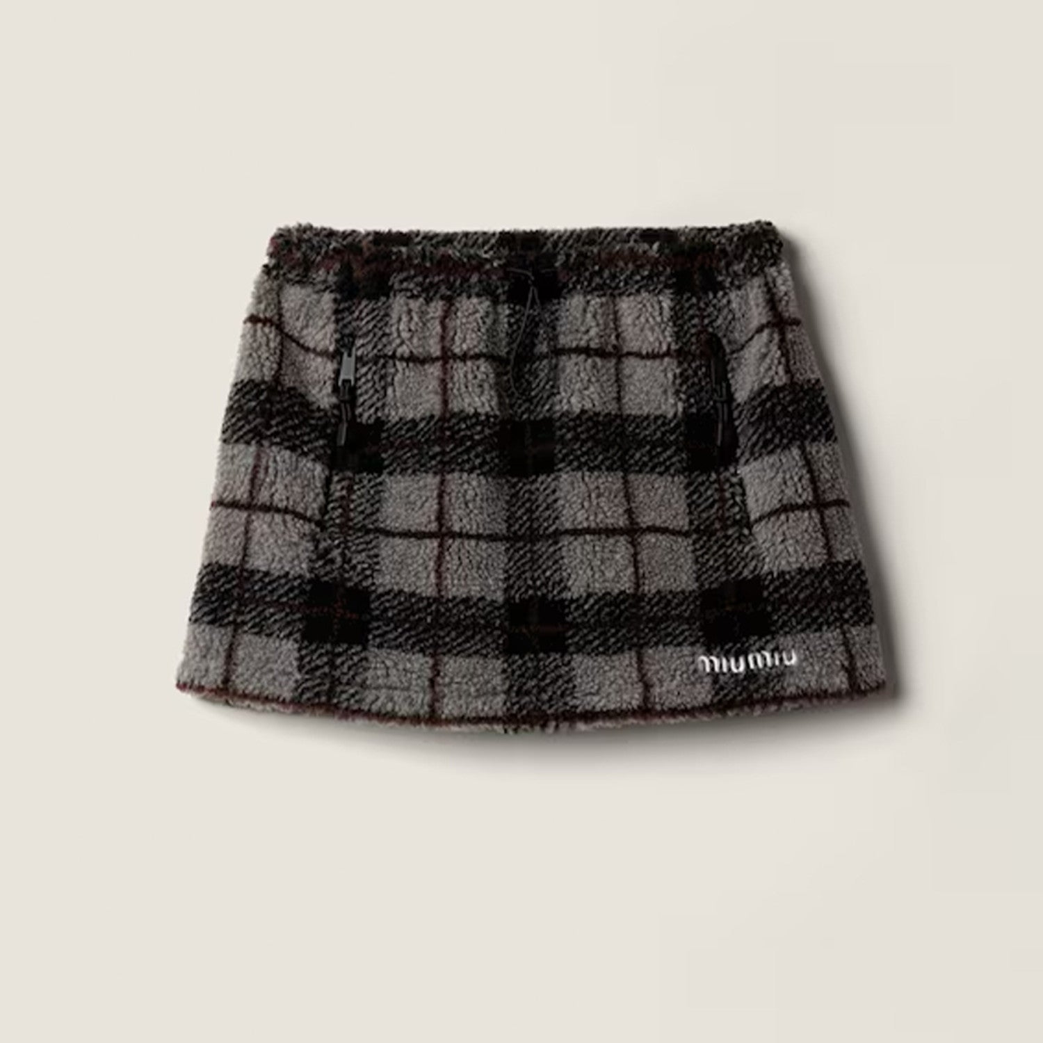 Women's Fall/Winter Blend Plaid Cotton Mini Skirt Fashionable Casual Mini Skirt Drawstring Skirt #82353A