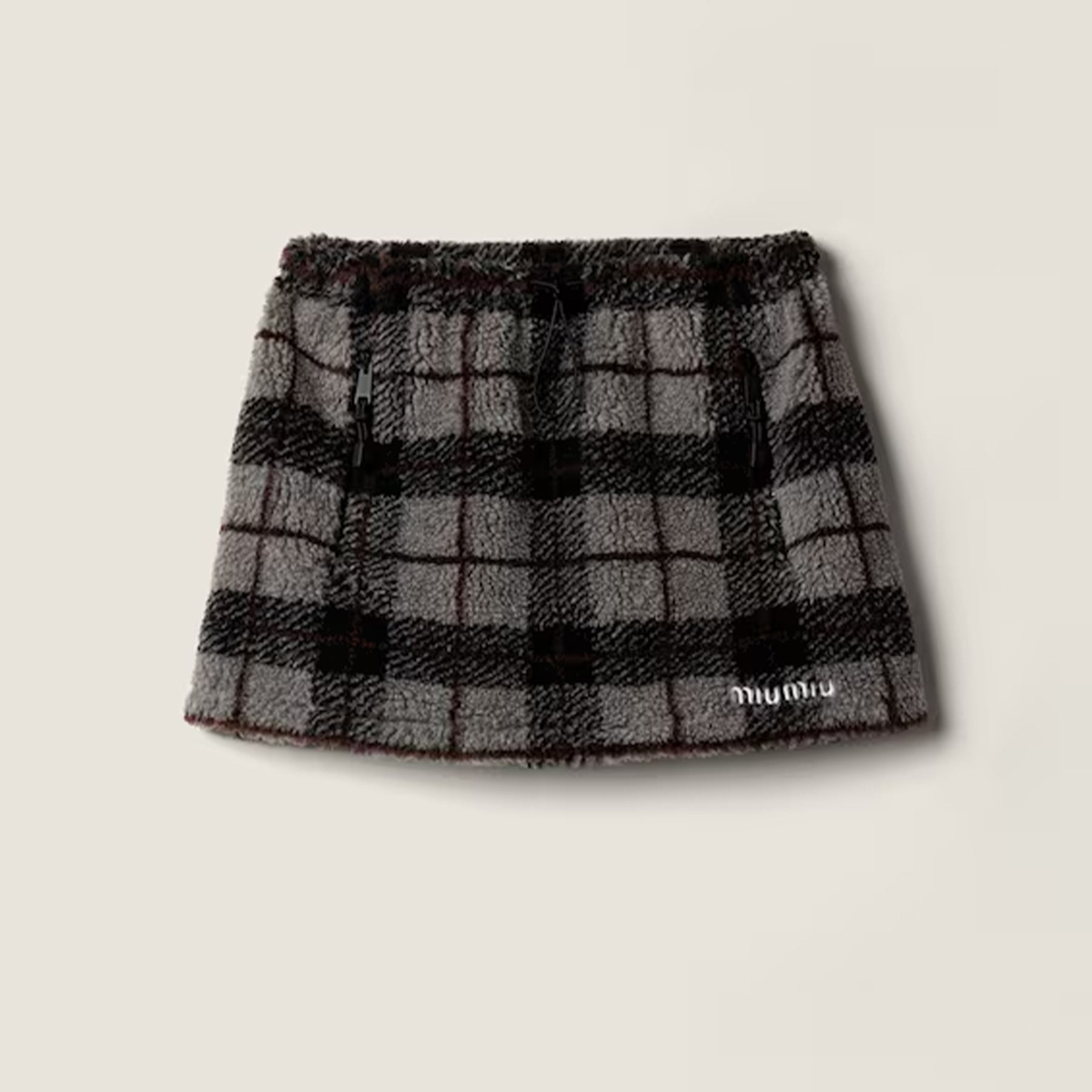 Women's Fall/Winter Blend Plaid Cotton Mini Skirt Fashionable Casual Mini Skirt Drawstring Skirt #82353A
