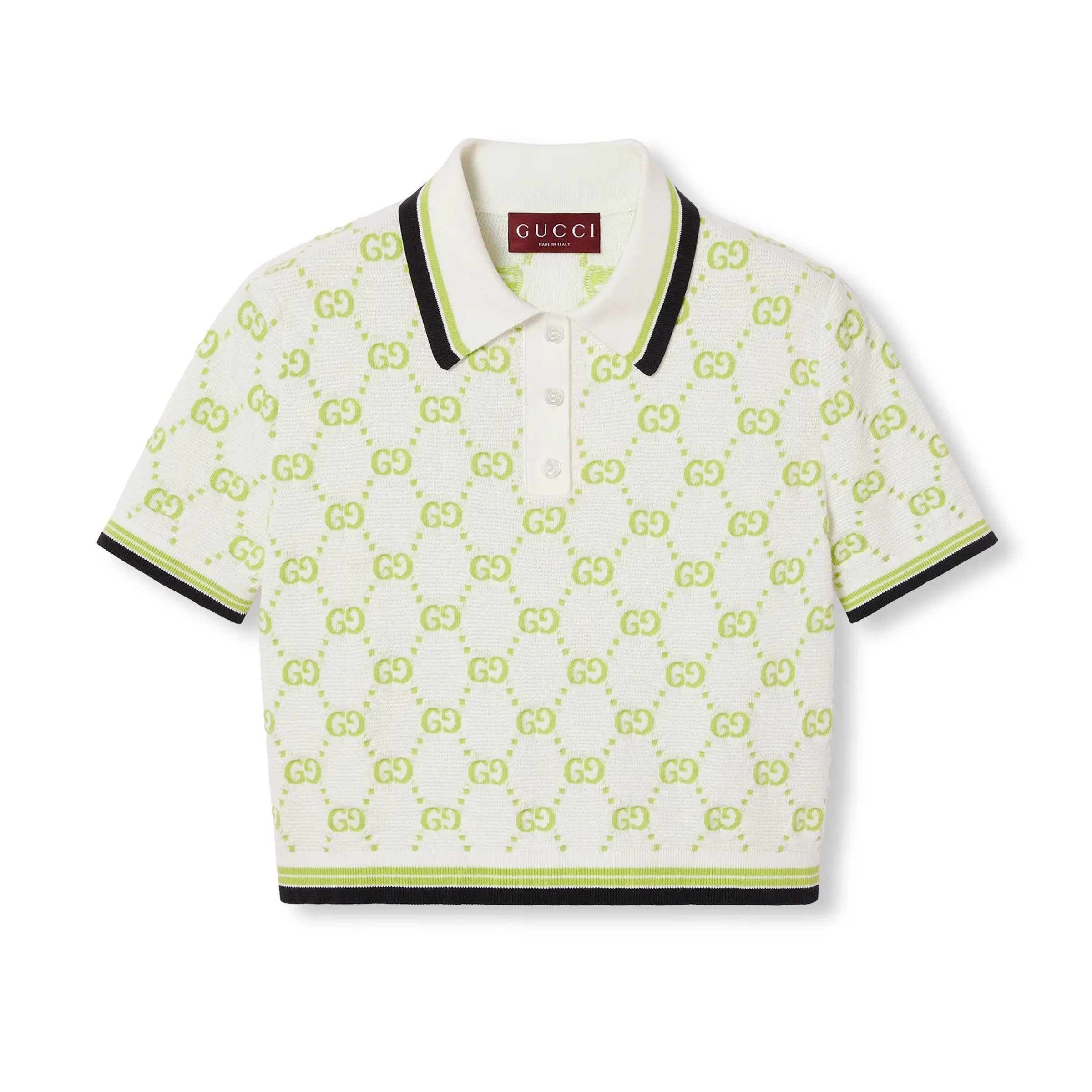 Women's Summer GG Applique Solid Color Vertical Button Cotton Short-Sleeved Polo Shirt #71369