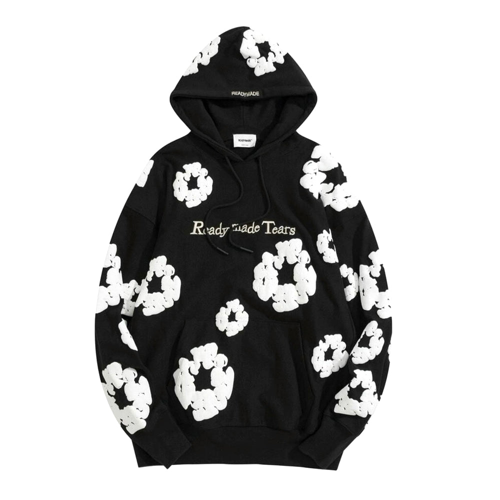 Denim Tears Men's And Women's Spring And Fall Black And White Snowflake Print Hooded Sweatshirt Pullovers #72538