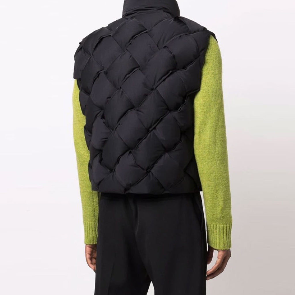 Men's Women's Woven Down Vest Solid Color Standing Collar Single Breasted White Duck Down Jacket Vest Ngvp #7216