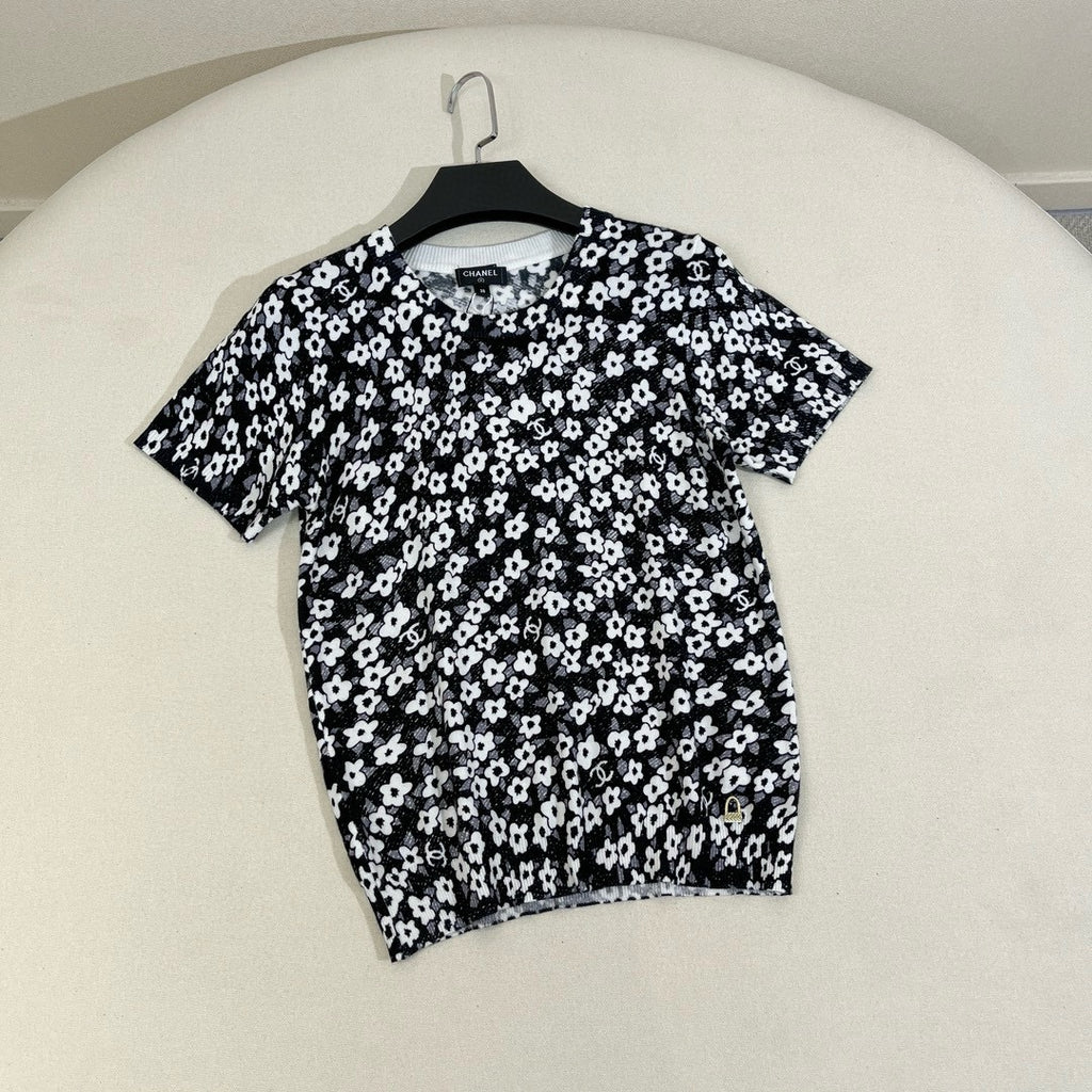 Women's Summer Floral Pattern Printed Round Neck Short Sleeve T-Shirt #736578