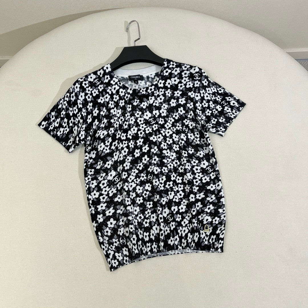 Women's Summer Floral Pattern Printed Round Neck Short Sleeve T-Shirt #736578