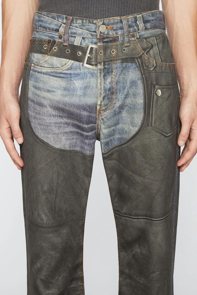 Men's Women's Four Seasons Fashion Solid Color Button Printed Loose Denim Wide Leg Pants Ngvp #8516