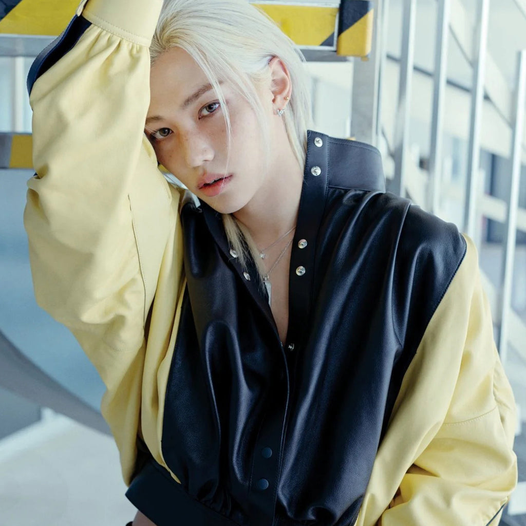 Women's Spring And Autumn Collar Pleated Sheepskin Jacket Single-breasted Color Blocking Casual Fashion Jacket Ngvp #8698