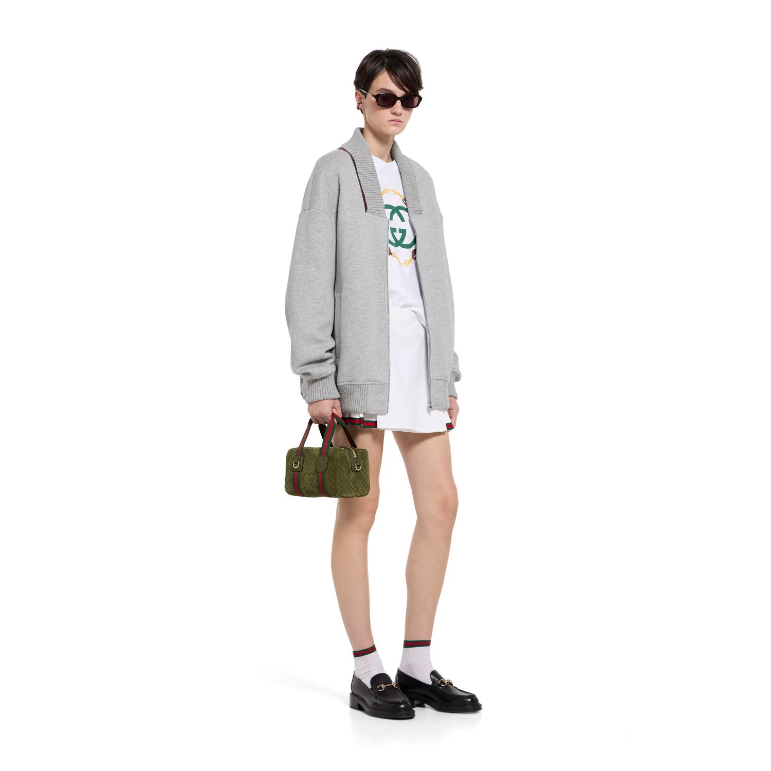 Women's Fall/Winter Long-Sleeve Casual Gray Cotton Jacket with Zipper Stand Collar Simple Casual Jacket #194384