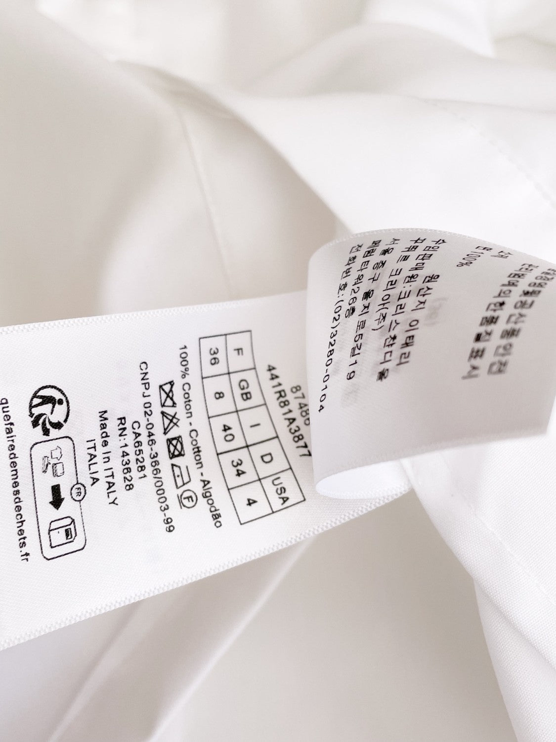 Women's Spring and Autumn Solid Color Logo Embroidery White Lapel Long Sleeve Shirt #72764