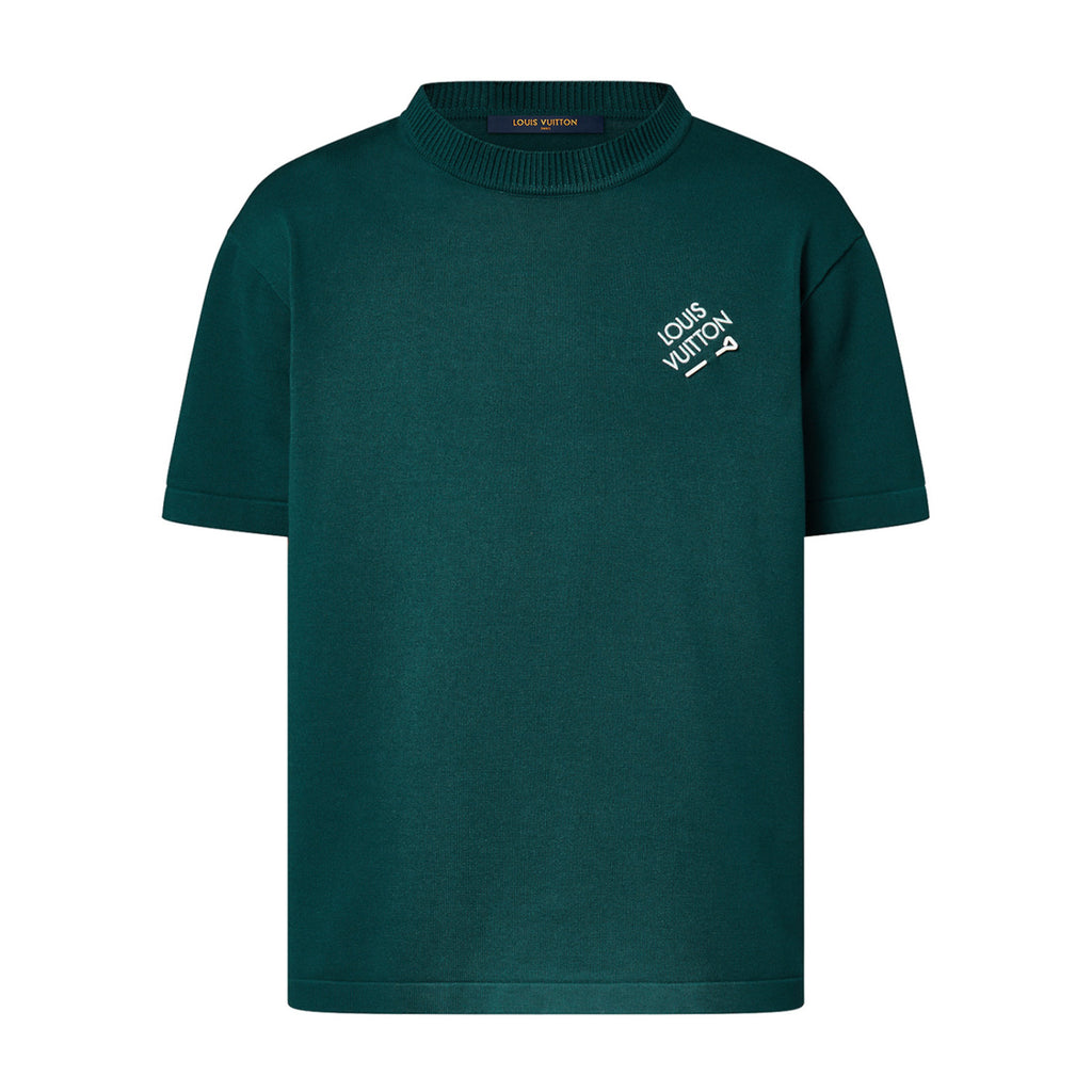 Men's Summer Solid Color Embroidered Logo Pin Crew Neck Cotton Short Sleeve T-Shirt #98211