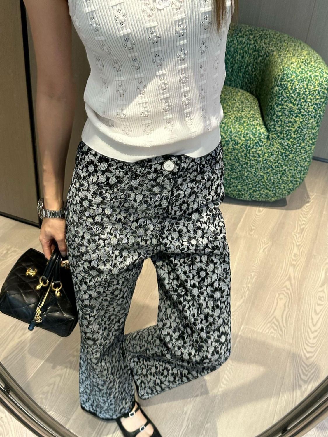 Women's Spring And Autumn Logo Floral Print Vintage Casual Fit Solid Color Denim Straight Leg Pants #71678