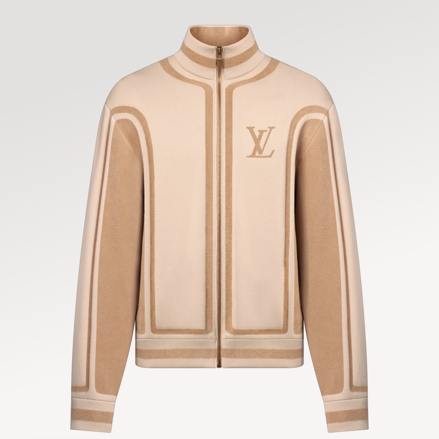 High-end Men's Fall/winter Knit Sweatshirt Two-tone Patterned Letter Print Stand Collar With Zipper Fashionable Open-front Cardigan #82287A