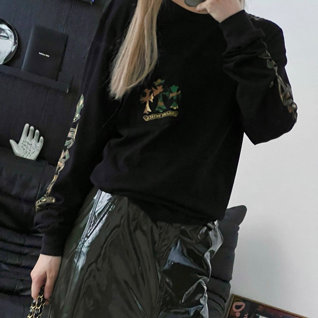 Men's and Women's Spring and Autumn Camouflage Print Logo Print Casual Round Neck Cotton Pullover Sweatshirt #72693