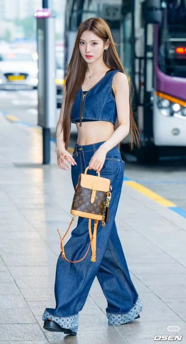 Women's Flap Flare Jeans Four Seasons Solid Color Mid-Waist Pocket Zipper Casual Pants Pants Leg Logo Printing #81345