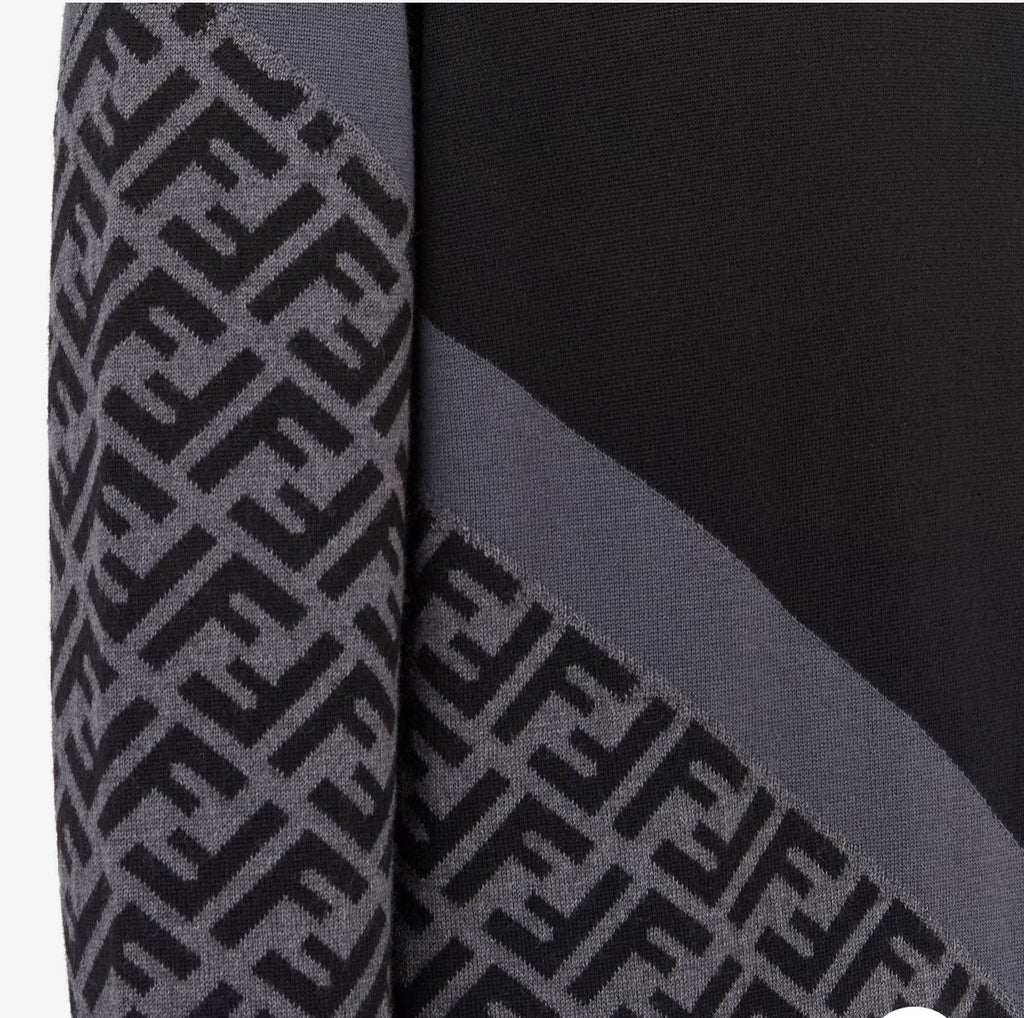 Men's Spring Autumn FF Classic Twill Jacquard Patchwork Crew Neck Knit Pullover Sweater #97843