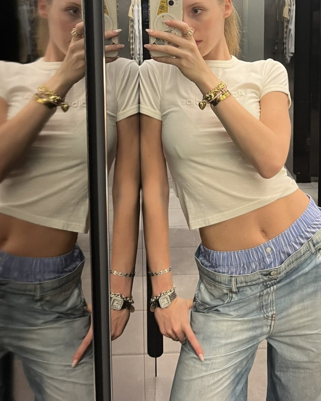 Women's Spring And Summer Double Pants Waist Vintage Old Washed High Waist Loose Cotton Wide Leg Straight Pants Ngvp #1895