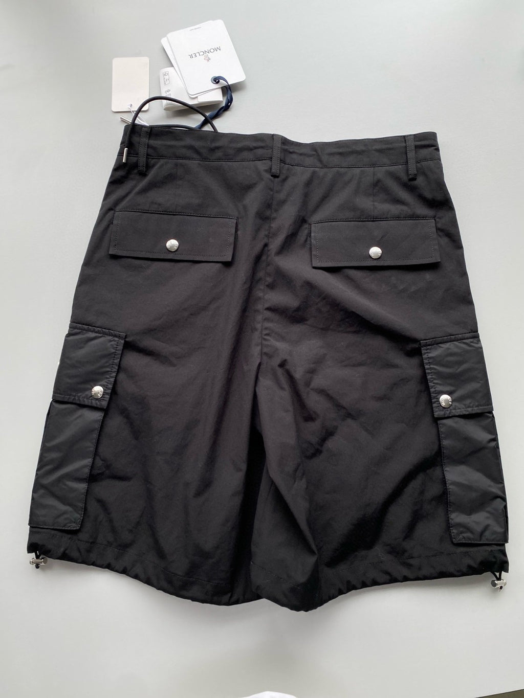 Men's Summer Black Straight Pocket Patch Logo Work Shorts #99788