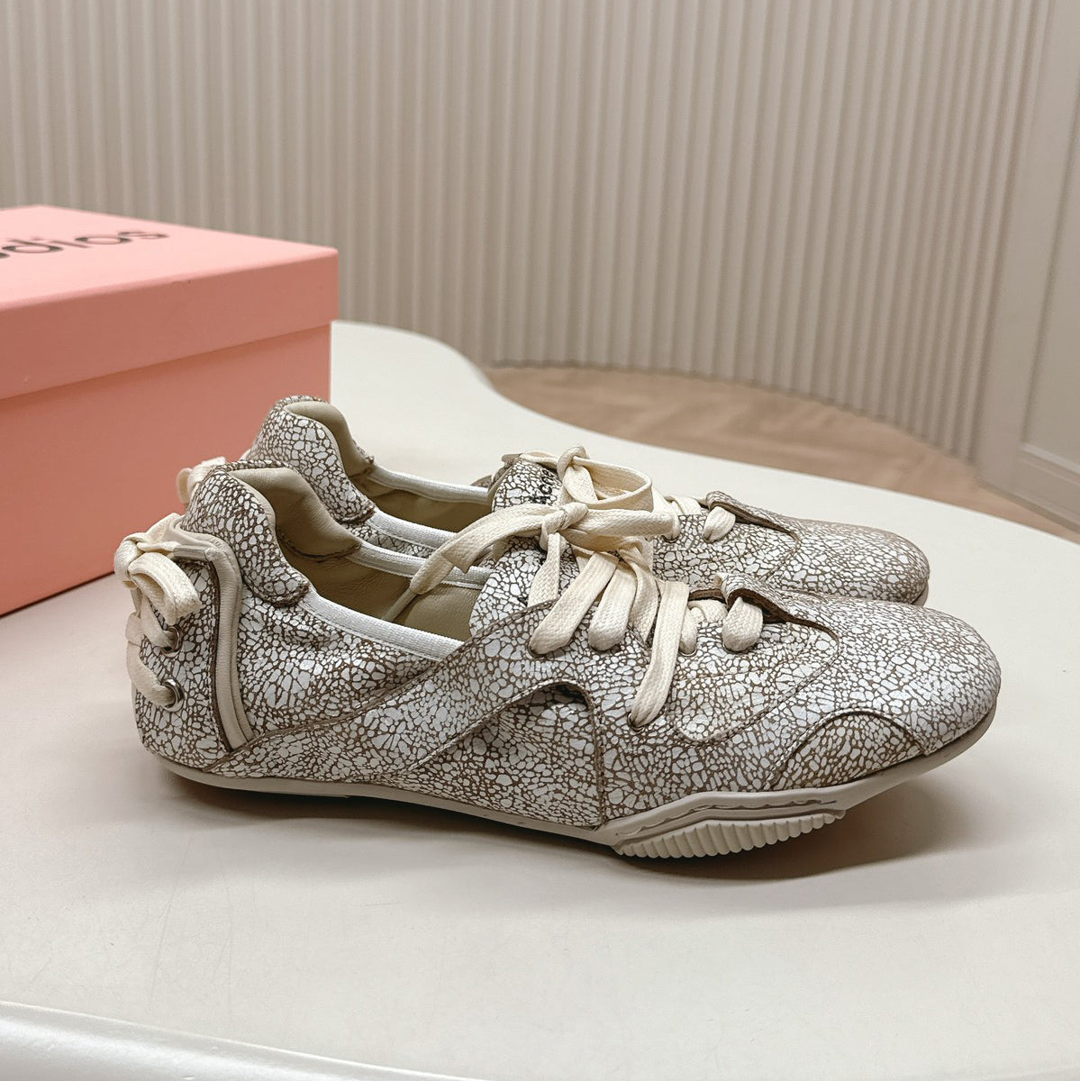 Acne Studios Women's Solid Color Leather Casual Lace-Up Ballet Shoes #73859