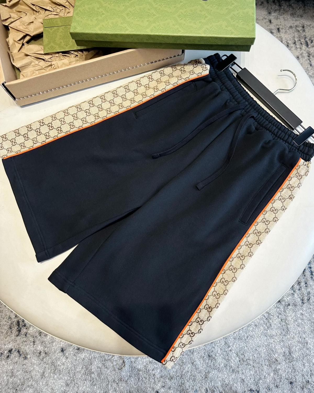 Men's Summer Patchwork Side Logo Lace-Up Casual Cotton Shorts Pants #99741