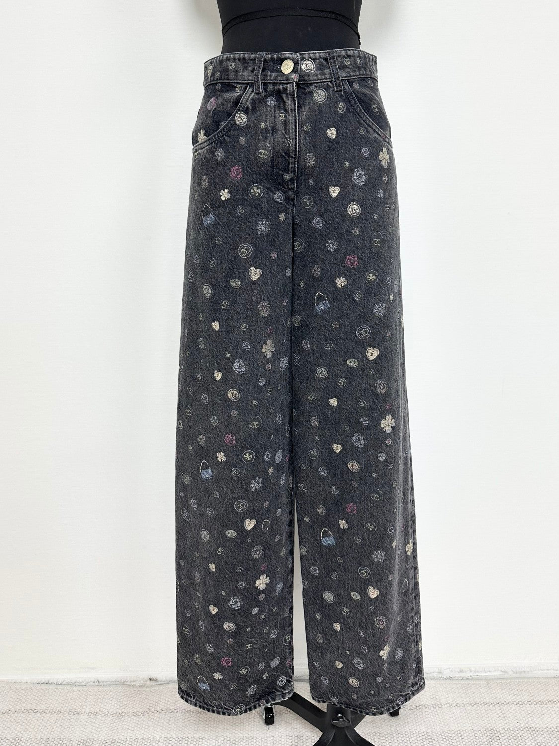 Women's Spring/Fall Fashion Casual Patterned Print Straight-Leg Relaxed Fit Jeans Pants #78615