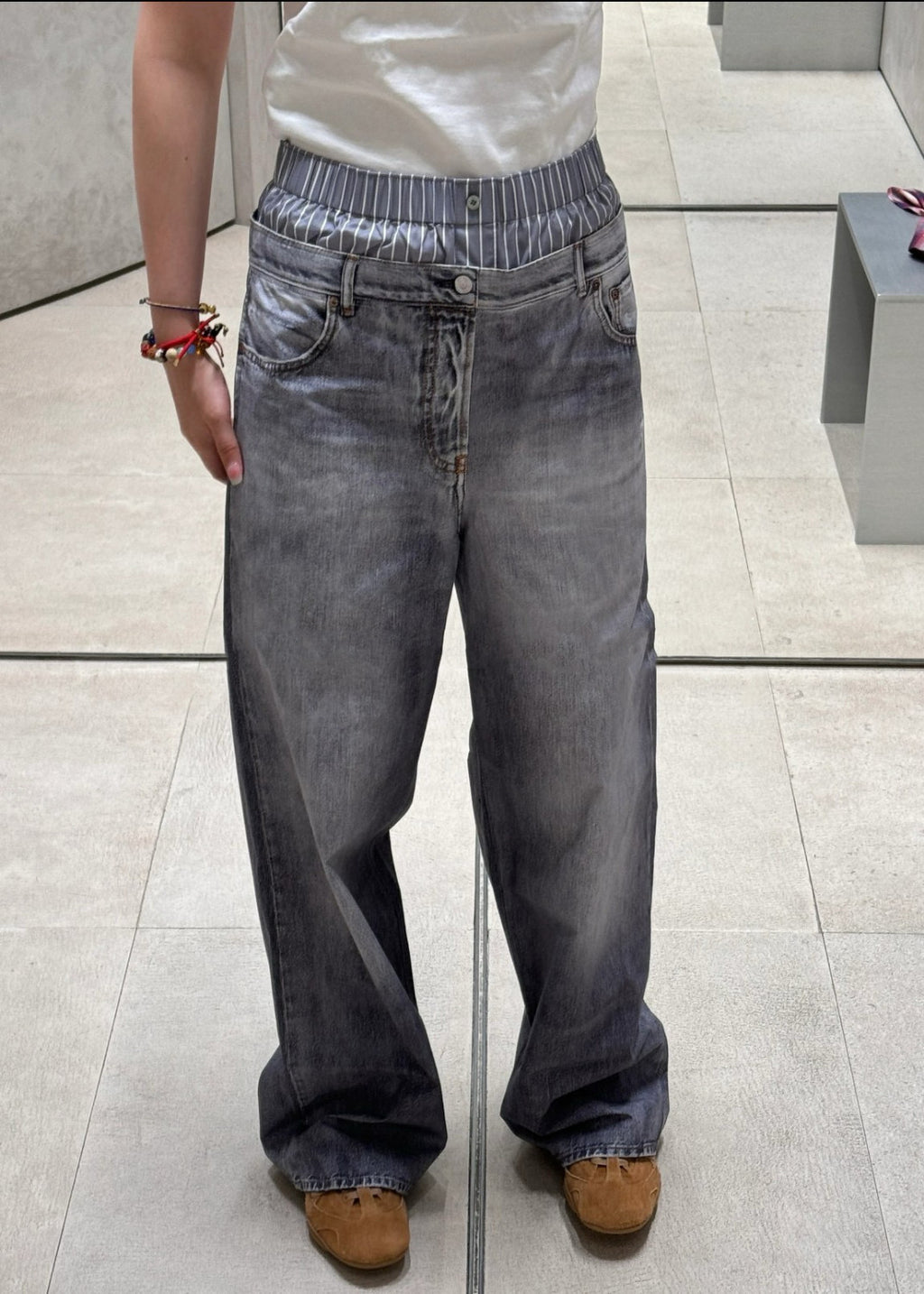 Women's Spring And Summer Double Pants Waist Vintage Old Washed High Waist Loose Cotton Wide Leg Straight Pants Ngvp #1895