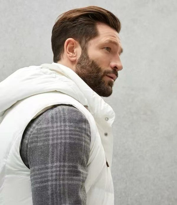 BC Men's Fall And Winter Single-Breasted Hooded Solid Color Fitted Down Vest Jacket #81185