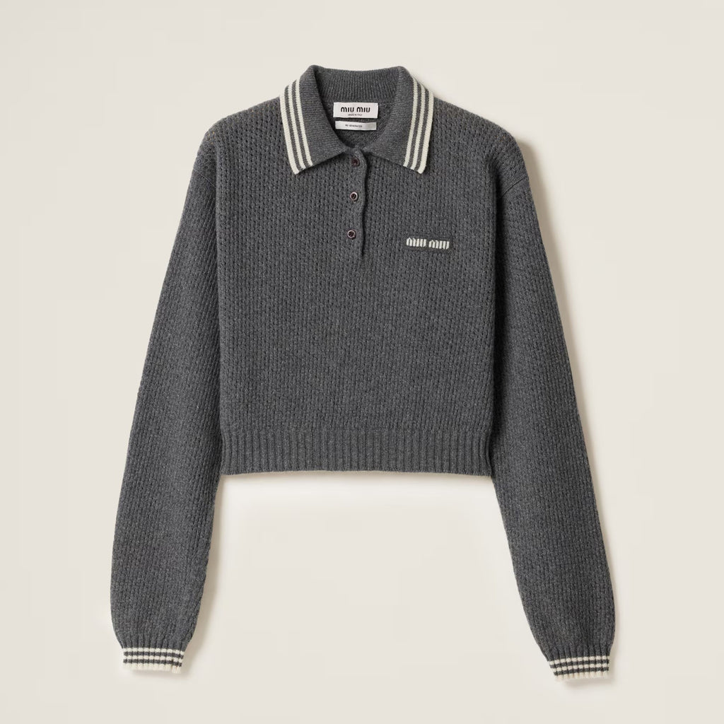 Women's Spring and Autumn Solid Color Mesh Knit Loose Polo Neck Long Sleeve Sweater #75112