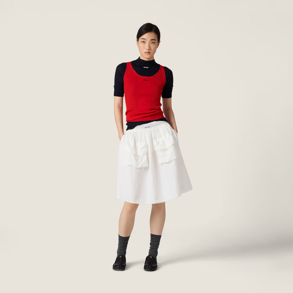 Women's Spring/Summer Ribbed Knit Wool Sweater Black Half-High Neck Short-Sleeve Slim-Fit Knit T-Shirt #194407