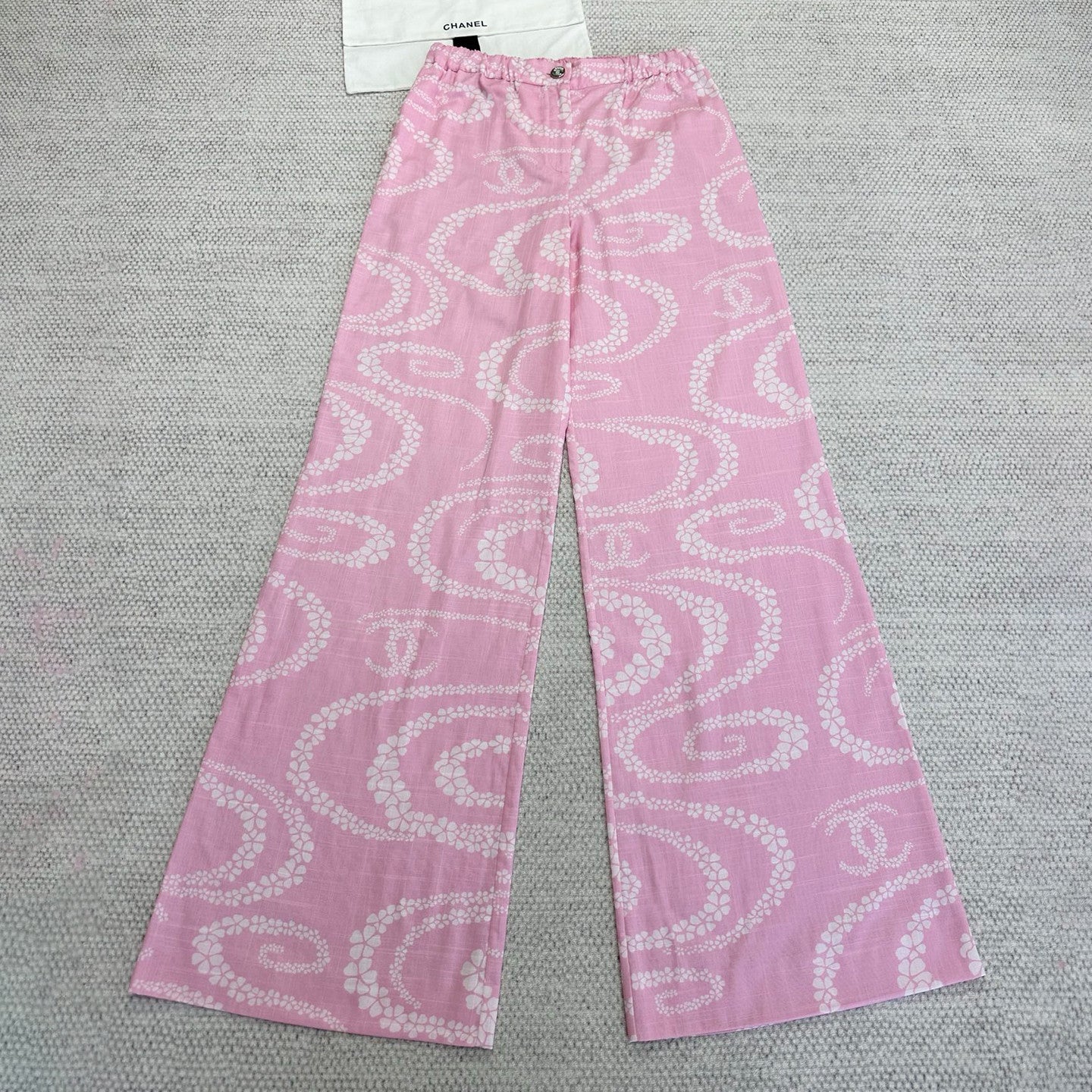 Women's CoCo Beach Collection Logo Printed Seasonal Solid Color Wide Leg Pants Casual Trousers #77266