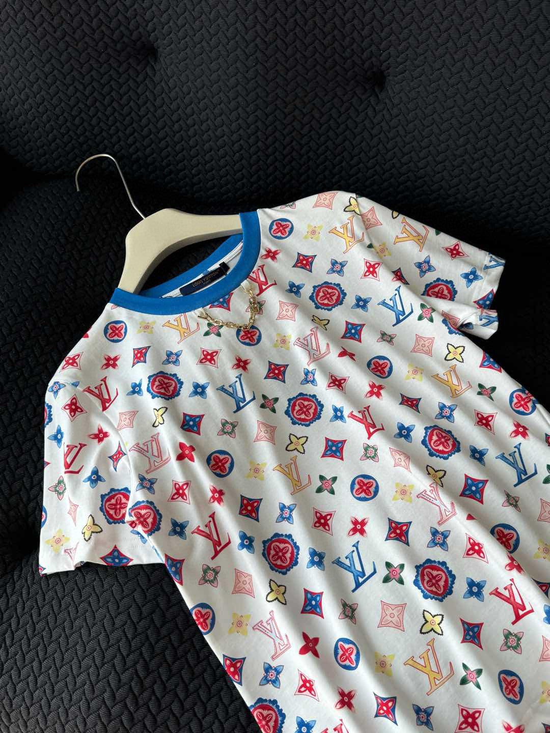 Women's Summer Logo Pattern Printed Cotton Knit Round Neck Regular Fit Short Sleeve T-Shirt #74964