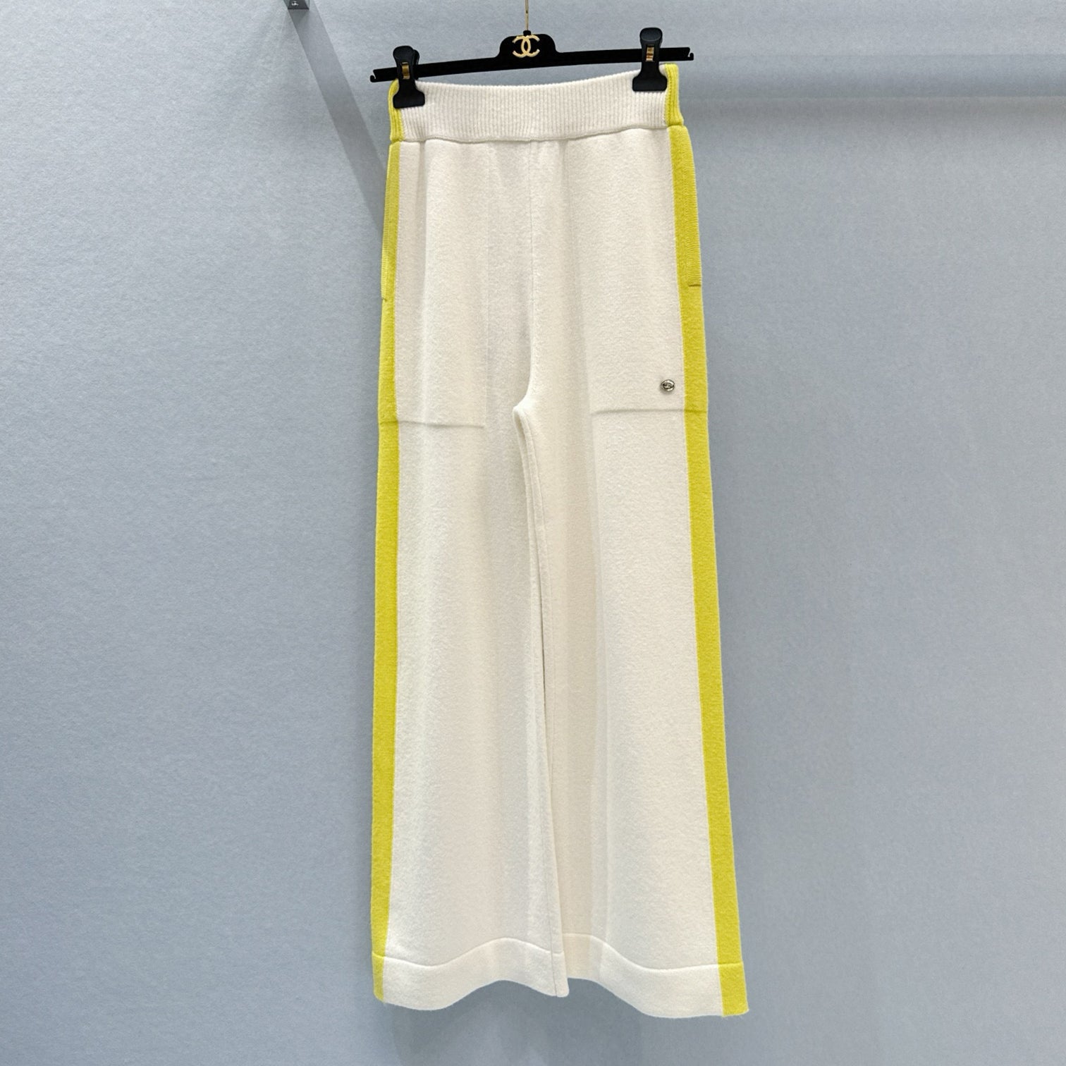 Women's Spring & Autumn Loose Colorblocking Knitted Wide-Leg Pants Casual Long Trousers Ngvp #9839