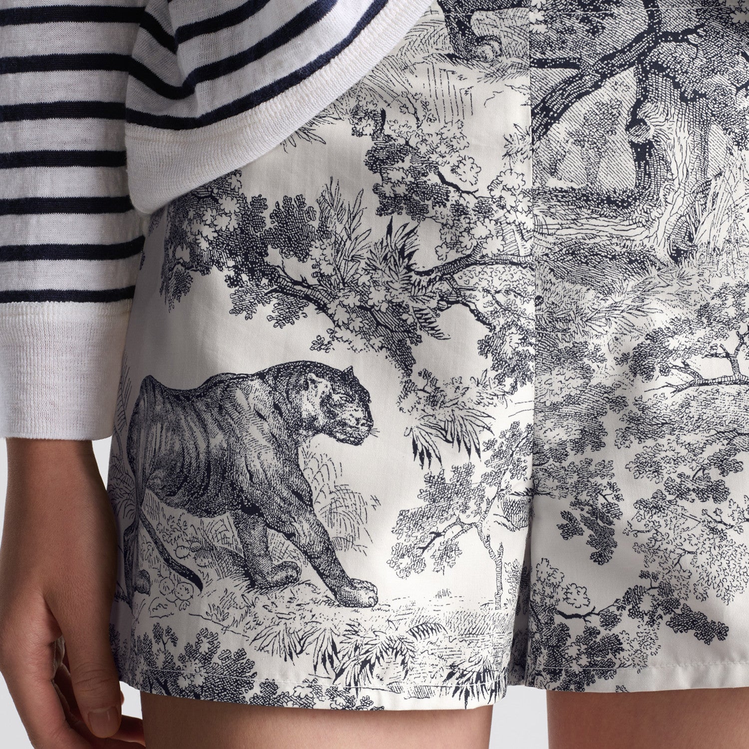 Women's Dioriviera Printed Colorblocking Shorts Straight Slim Zipper Shorts Casual Fashion Comfortable Pants Ngvp #8774