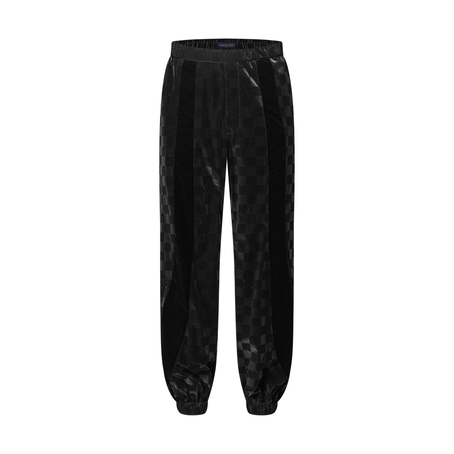 Men's Spring/summer Flocked Tech Pants Checkered Marque L.vuitton D¨¦pos¨¦e Logo Velvet Solid Color Elastic Waist SweatPants Pants #81399