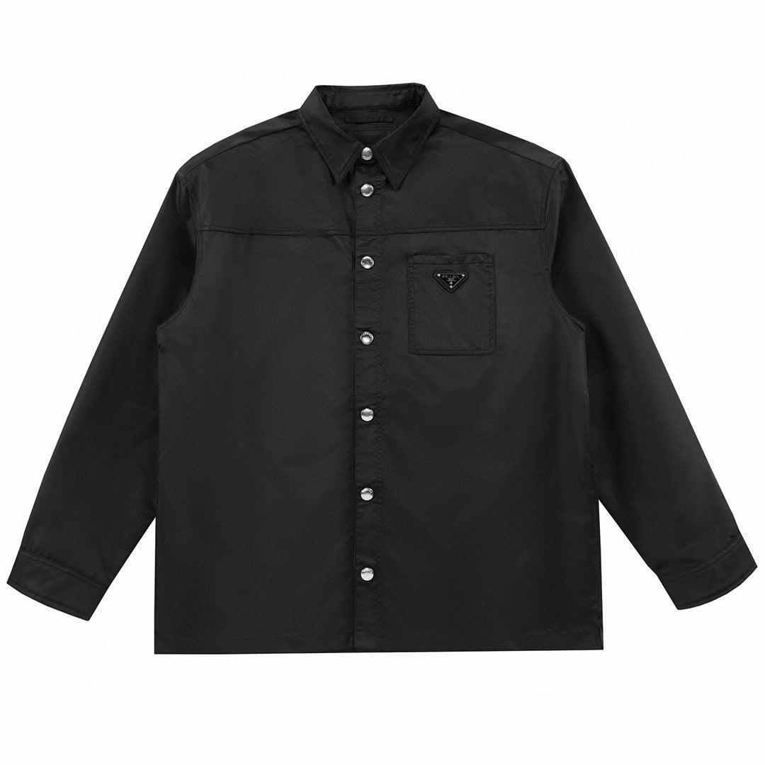 Men's Spring And Autumn Nylon Lapel Single-Breasted Long-Sleeved Shirt Casual Trousers Pants Suit Set #97887