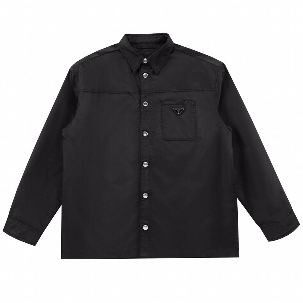 Men's Spring And Autumn Nylon Lapel Single-Breasted Long-Sleeved Shirt Casual Trousers Pants Suit Set #97887