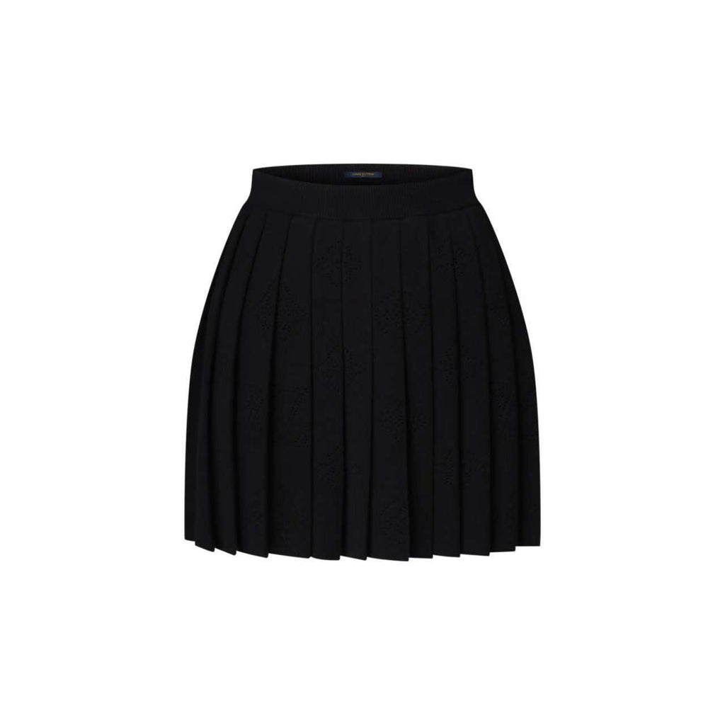 FallWinter 2025 Women's New Monogram Logo Hollow-Out Jacquard Pleated High-Waisted Midi Skirt #83152A