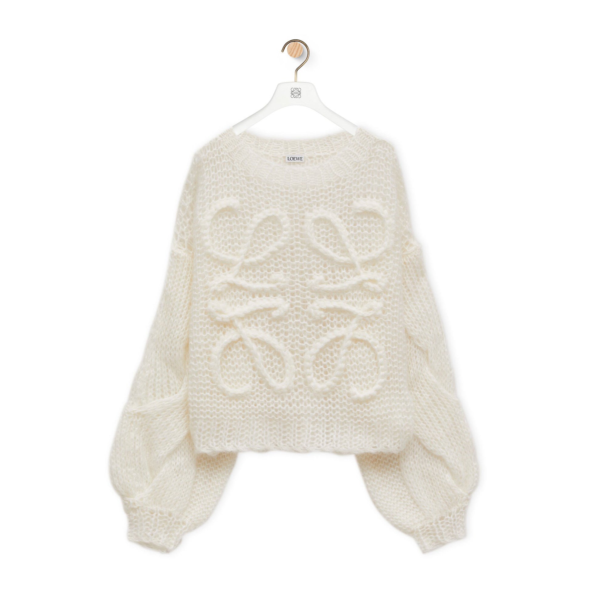 Women's Spring and Autumn White Round Neck Sheer Knit Printed Loose Long Sleeve Sweater #72546