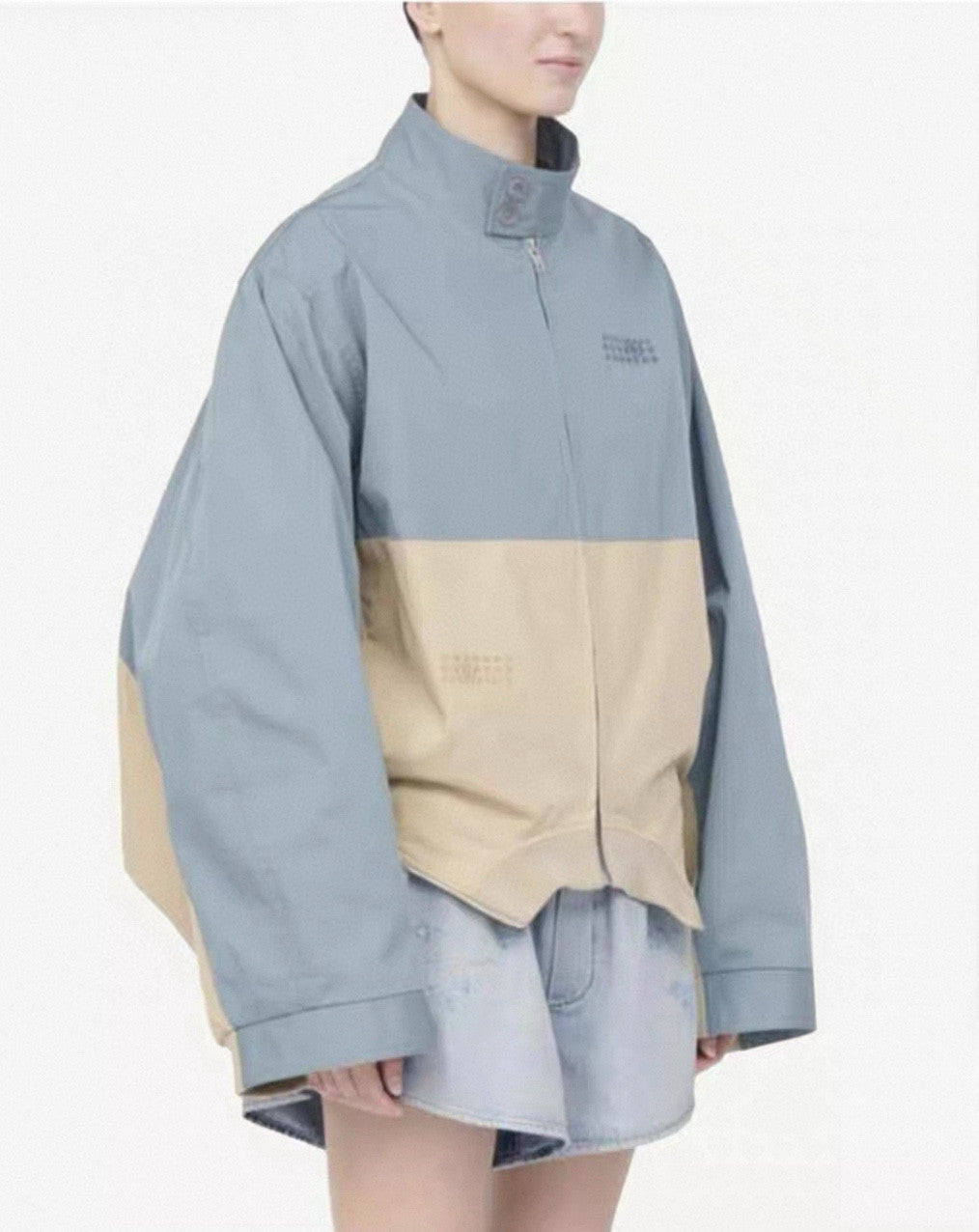 MM6 Margiela 2026 collection color-blocked patchwork stand-collar batwing sleeve Jacket #194158