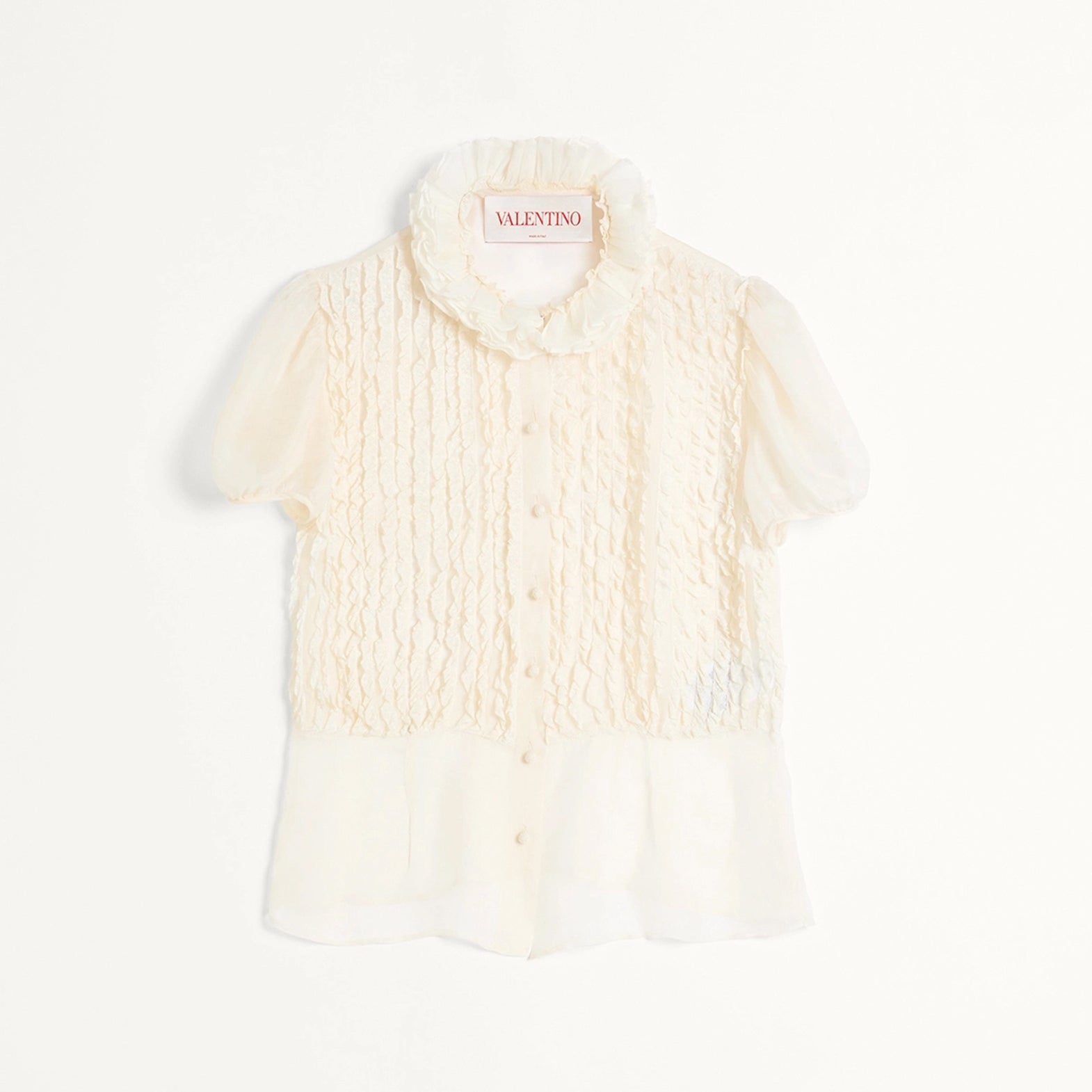 Women's Summer Silk Ruffle Vintage Bubble Sleeve Solid Color Chiffon Shirt Ngvp #9911