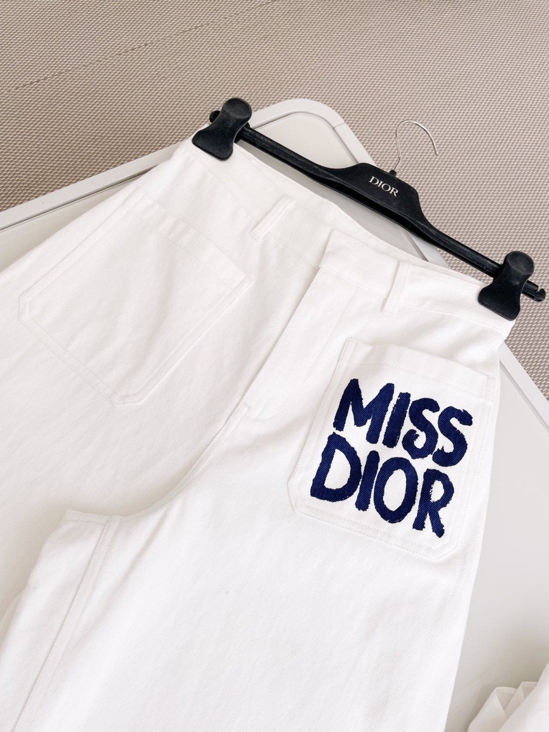 Women's Spring Autumn White Logo Letter Print Zipper Flare Casual Pants #72763