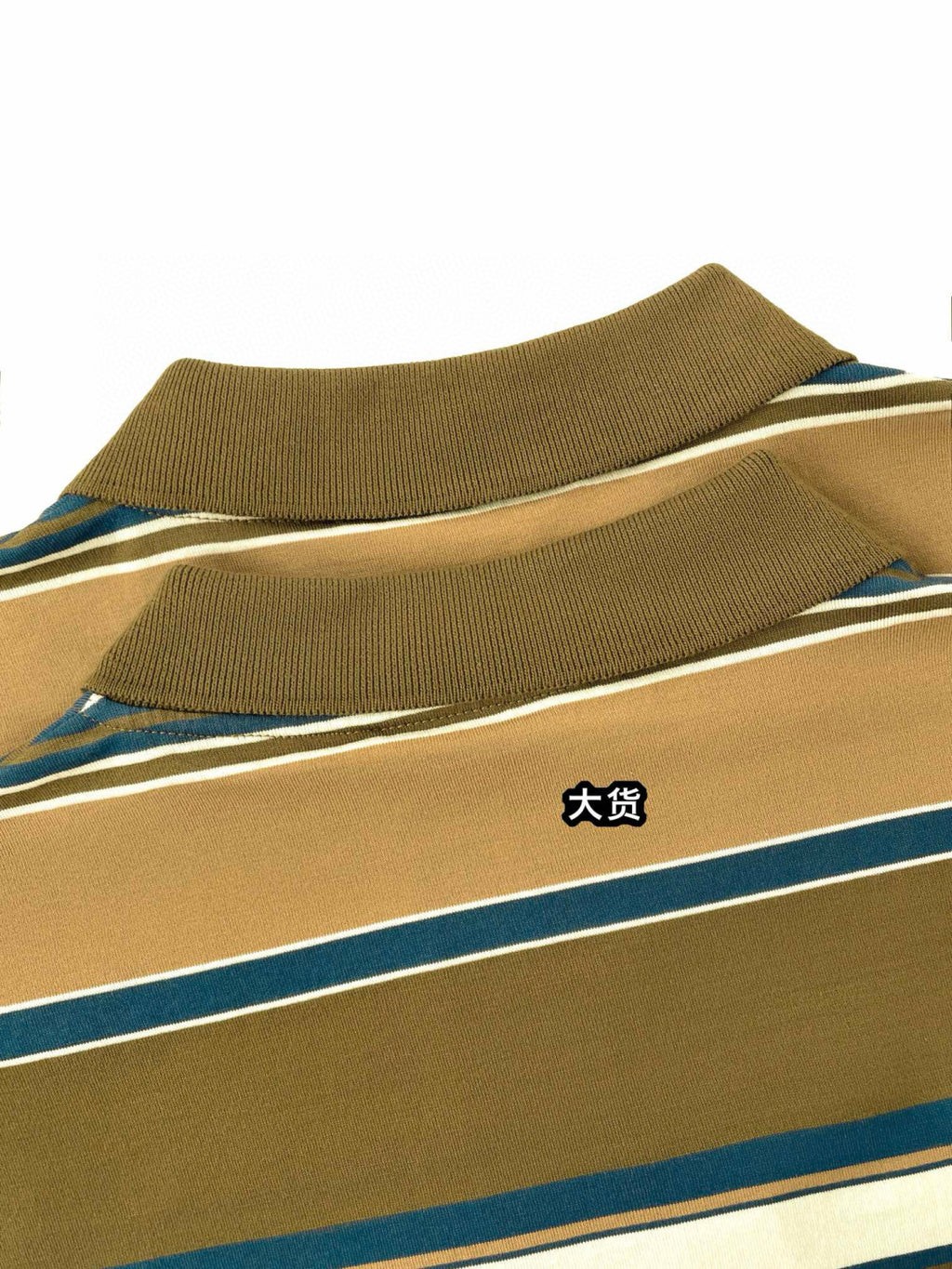 Women's Spring and Autumn Striped Buttoned Plain Knit Pullover Long Sleeve Polo Shirt #74141