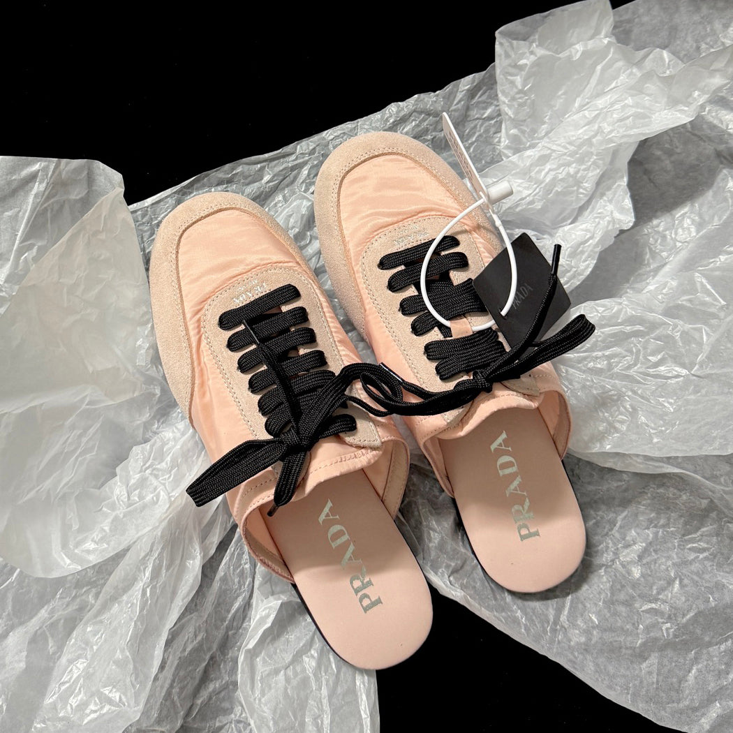 PR Women's Solid-color Nylon Fabric And Suede Low-top Lace-up Training Shoes #77761