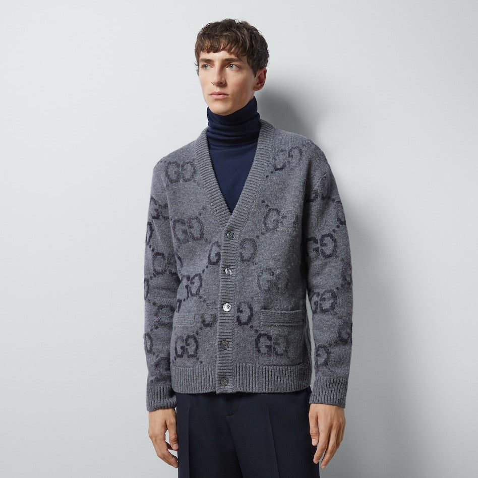 Men's And Women's Spring And Autumn Solid Color Logo Print Single-breasted V-neck Long Sleeve Cashmere Cardigan Jacket #78173