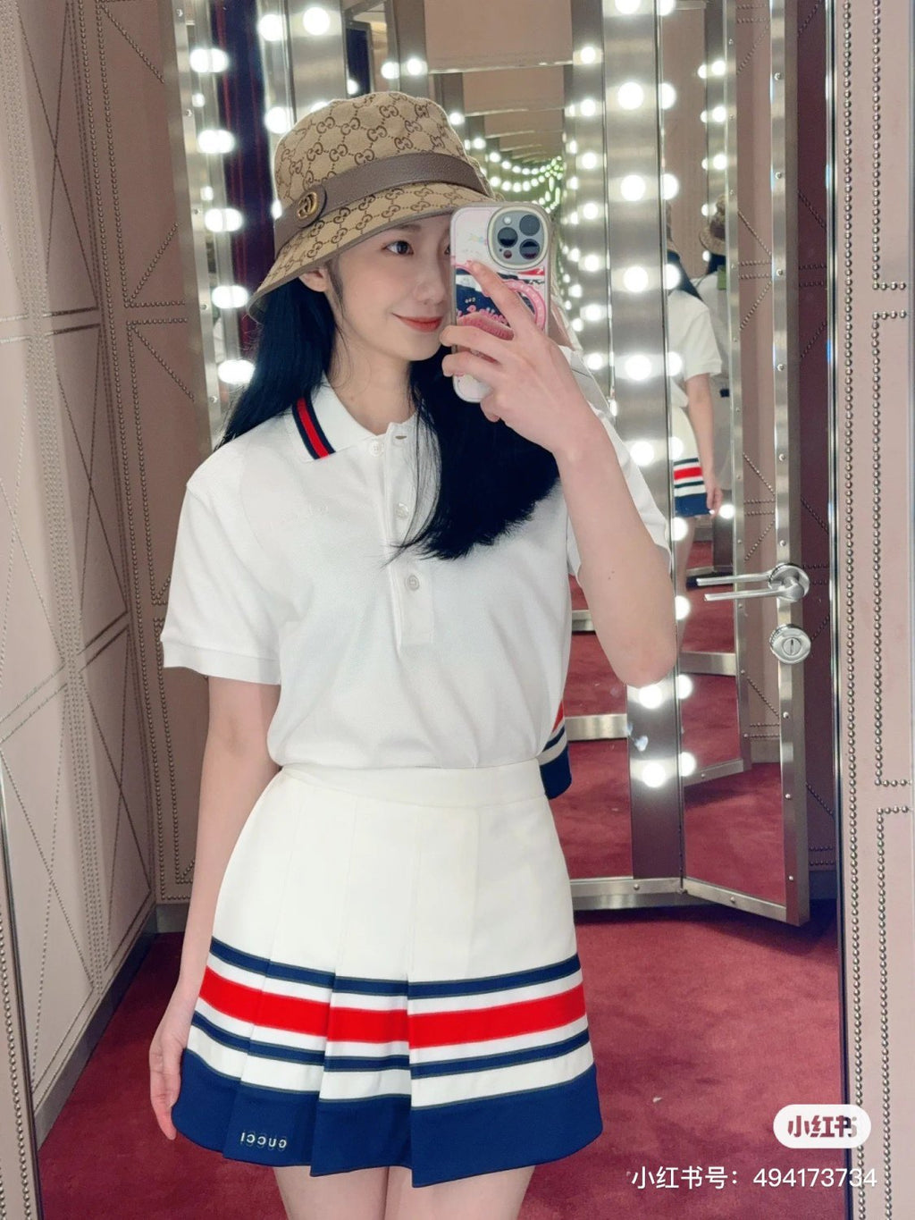Women's Spring And Summer Fashion Casual Logo Embroidery Red And Blue Stripes College Style Zipper Pleated Skirt Pants Shorts #71374
