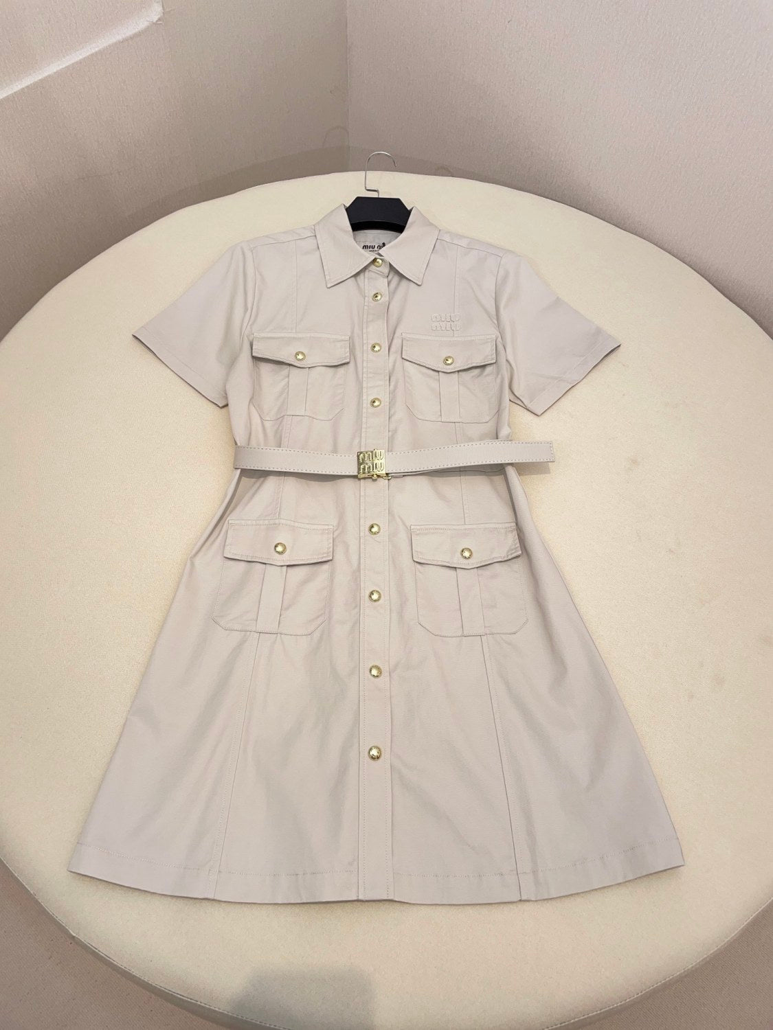 Women's Summer Spring Summer Solid Color Logo Single Breasted Short Casual Short Sleeve Dresses #72426