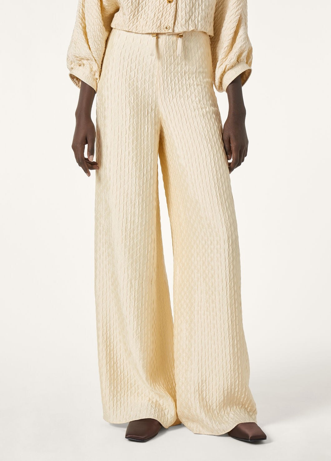 Women's Spring And Summer Quilted Silk Pants Fashion Casual Temperament Drawstring Straight Casual Trousers Ngvp #1483