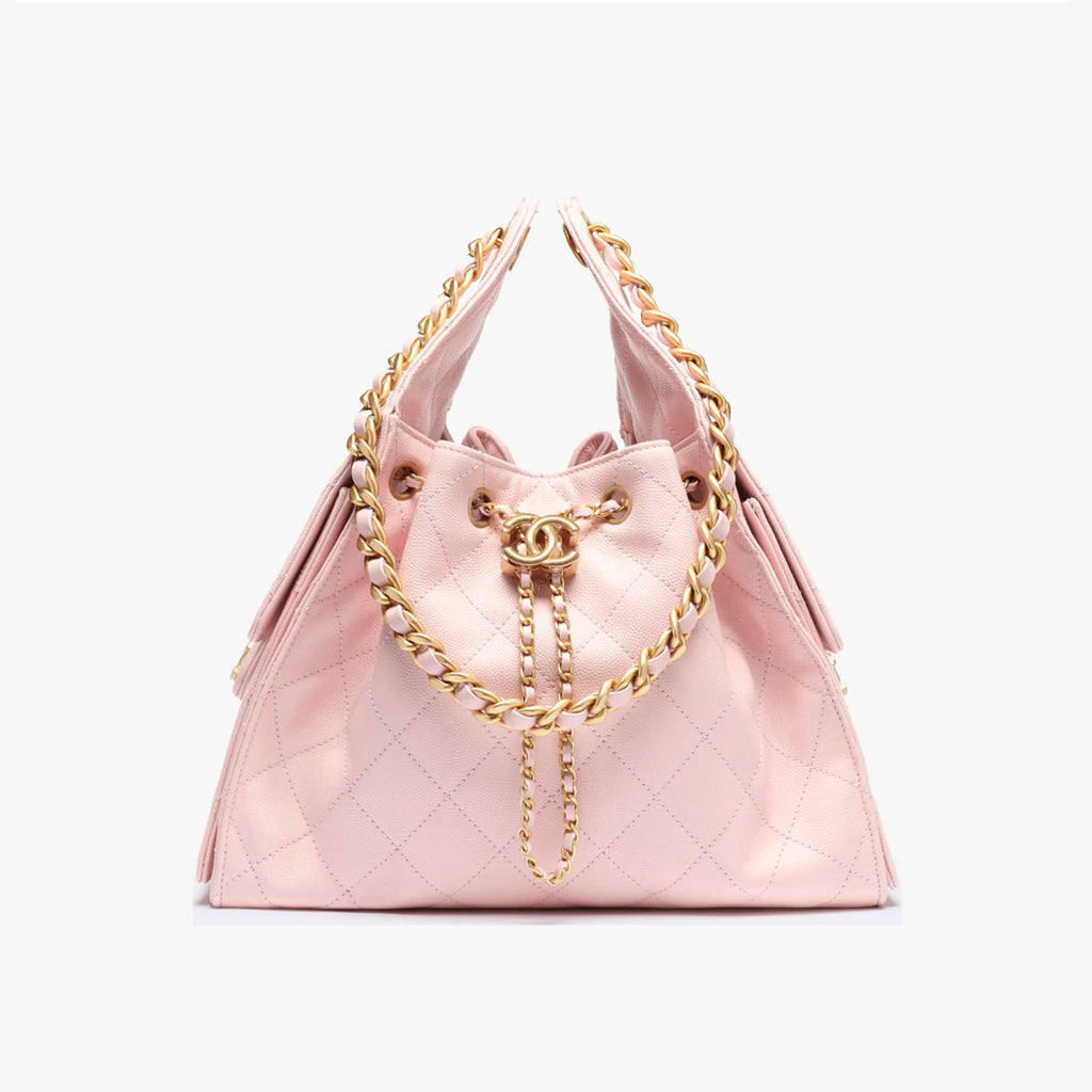 Women's Classic Double C Logo Solid Color Cowhide & Leather Tote Shoulder Bag Bags #77512