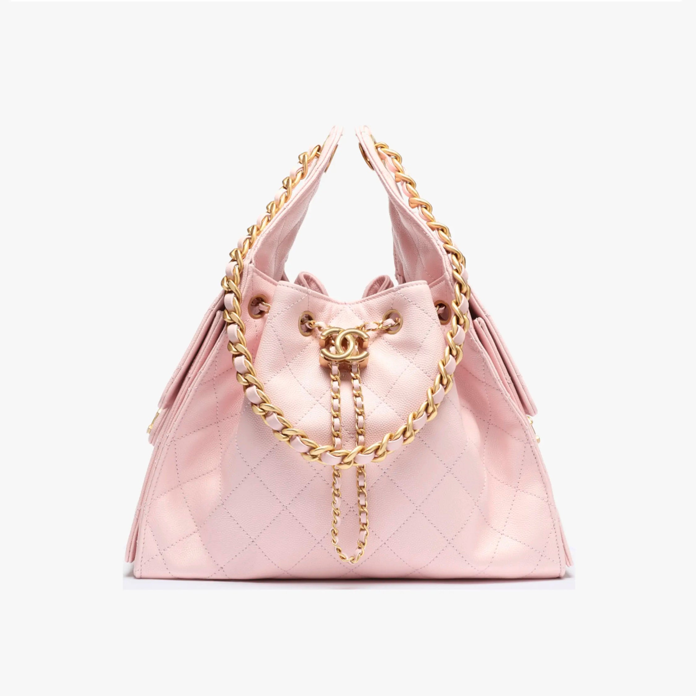 Women's Classic Double C Logo Solid Color Cowhide & Leather Tote Shoulder Bag Bags #77512